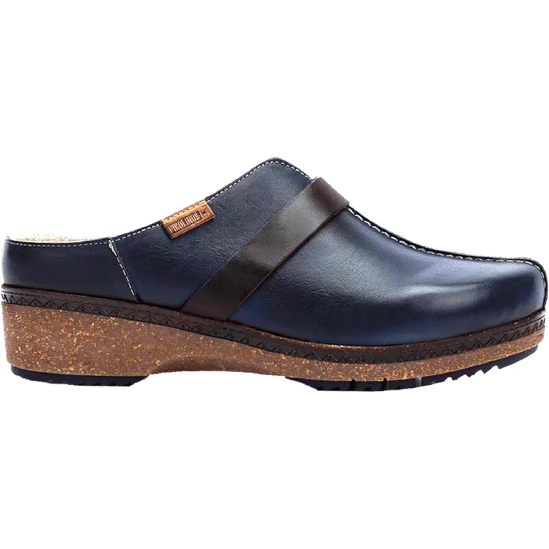 clogs with stylish wooden base-Women's Pikolinos Granada W0W-3590C1 Blue Leather