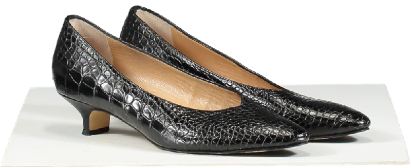 Russell & Bromley Black Croc Print Kitten Heels UK 6 EU 39 👠