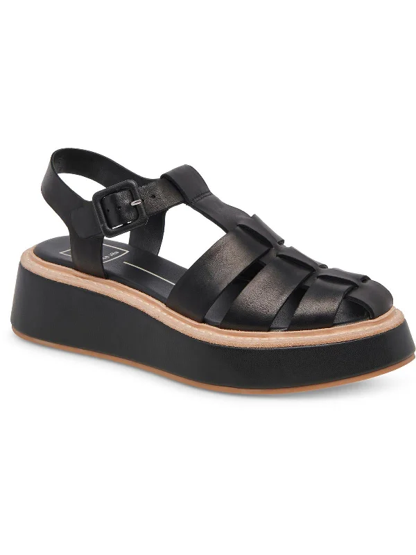 Sandals for Indoors-Sandals for vacation trips with comfort-TRISTY Womens Leather Ankle Strap Flatform Sandals