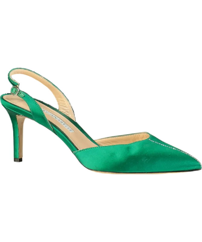 A by Anabelle Green 'a Drink For Two" Emerald Slingback Heels UK 8 EU 41 👠