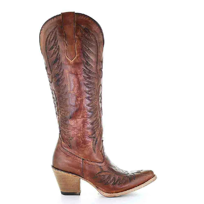 Boots airport style-Corral Cognac Cowhide Cowgirl Boots