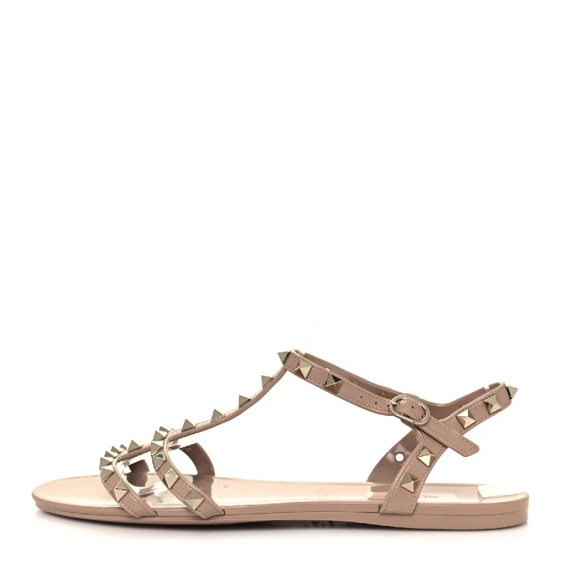 Embroidered Sandals-Comfortable sandals for active wear-Valentino Garavani Rubber Rockstud Flat Sandals