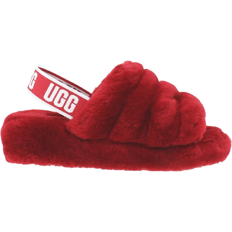 Maximalist Slippers-Snuggly slippers for perfect home vibes-Women's UGG Fluff Yeah Slide Ribbon Red Sheepskin