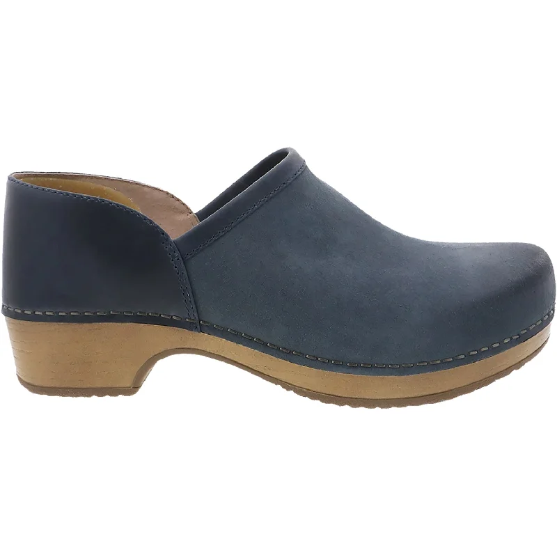 comfortable mules for work-Women's Dansko Brenna Navy Burnished Suede