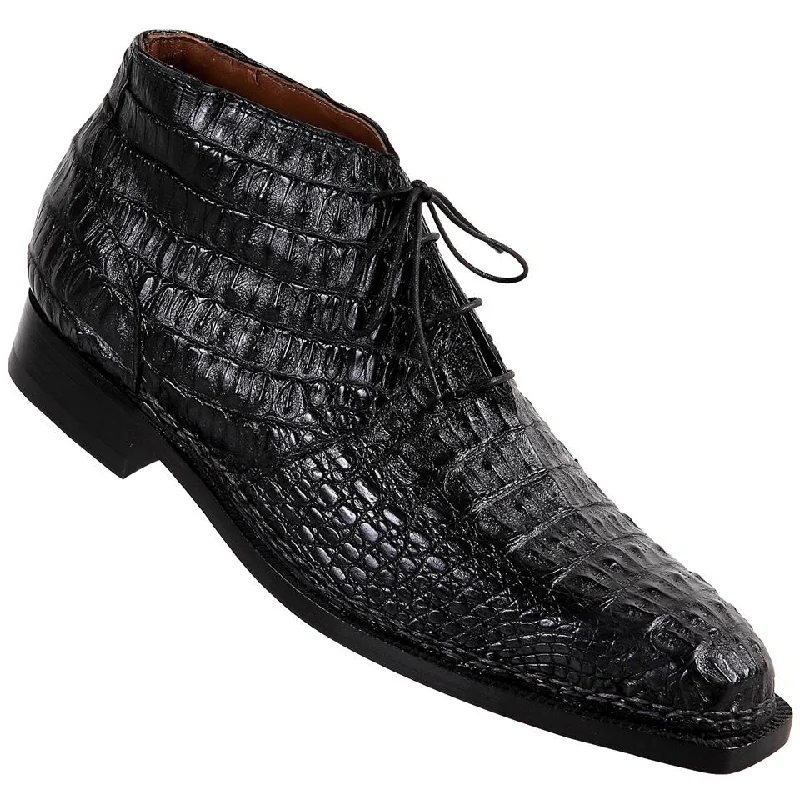 Boots snowboard style-Mauri Shakespeare 1167 Black Genuine All-Over Hornback Crocodile Boots