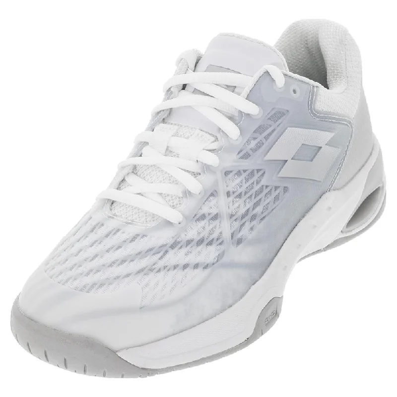 Women's Mirage 100 Speed Tennis Shoes All White and Silver Metal 2