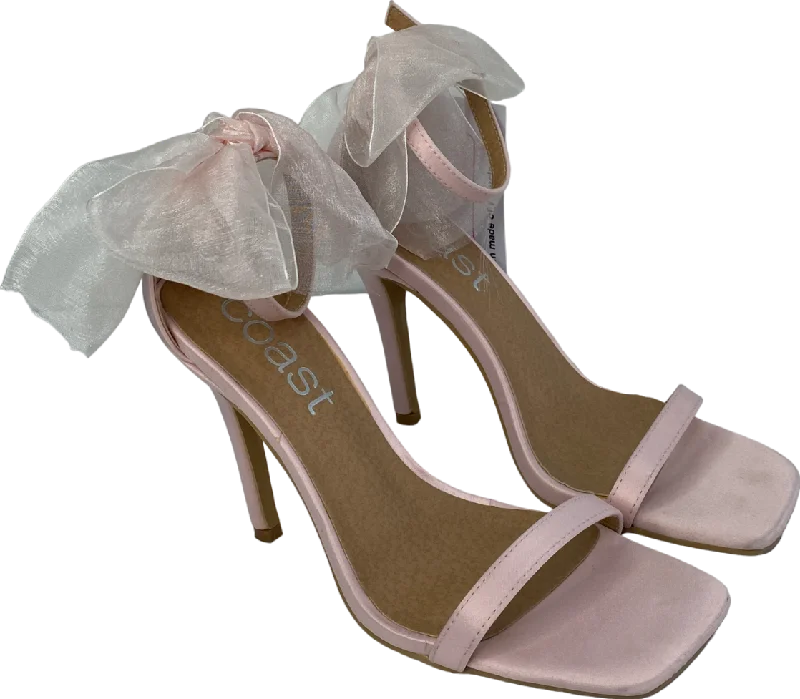 Coast Pink Organza Bow Barely There Heel UK 4 EU 37 👠