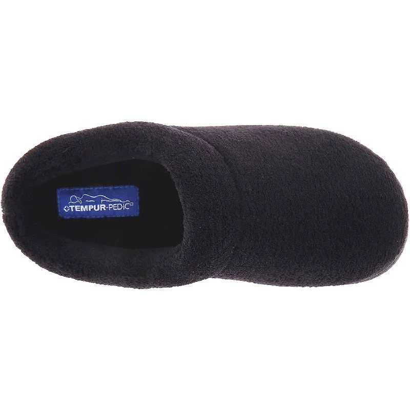 White Slippers-Stylish slippers for indoor use-Women's Tempur-Pedic Windsock Black Terry Cloth