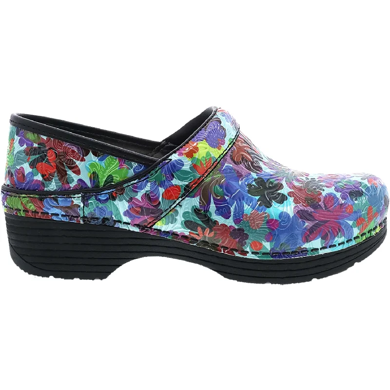 clogs with added warmth for winter comfort-Women's Dansko LT Pro Retro Flower Tooled Leather