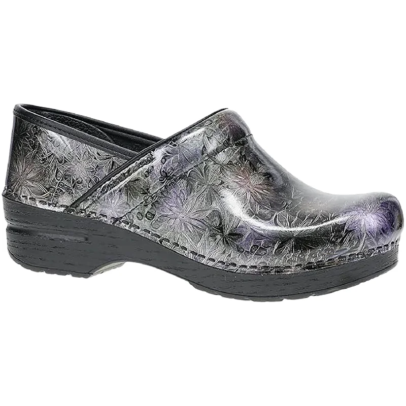 mules for walking on hard floors-Women's Dansko Professional Etched Floral Patent Leather