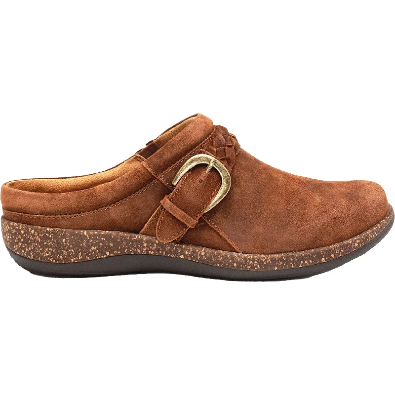 clogs with stylish finish for elegance-Women's Aetrex Libby Tobacco Suede