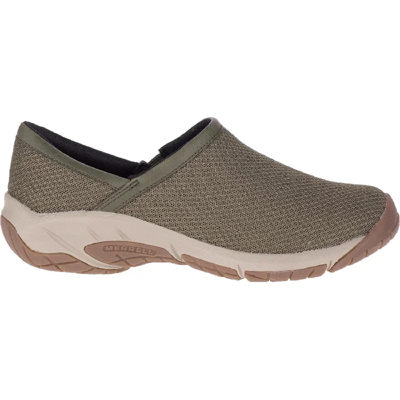 clogs for everyday foot comfort-Women's Merrell Encore Breeze Moc Olive Mesh/Leather