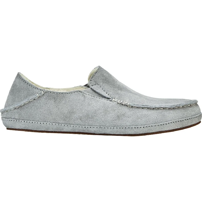 Orthopedic Slippers-Snuggly slippers for indoor comfort-Women's OluKai Nohea Slipper Pale Grey/Pale Grey Nubuck