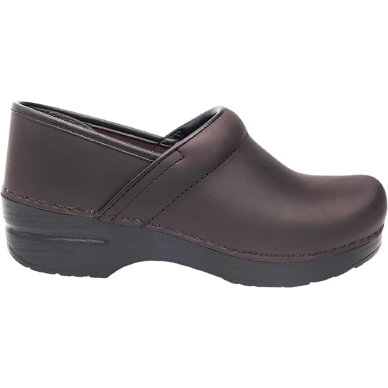 mules with stylish embellishments-Men's Dansko Professional Antique Brown/Black Leather