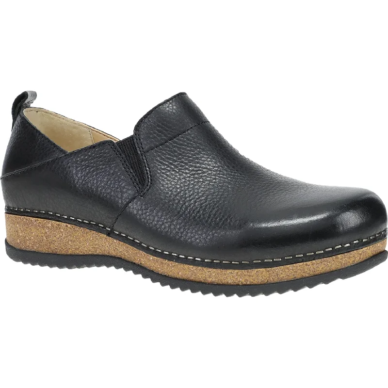 comfortable clogs for fashionable use-Women's Dansko Meara Black Waxy Milled Leather