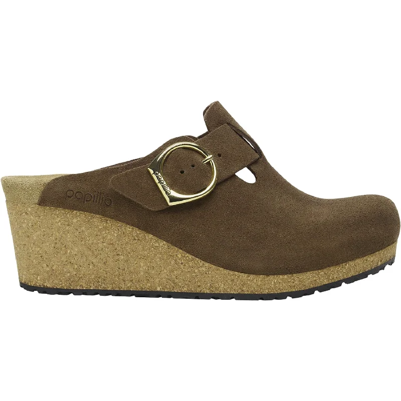 slip-on clogs for comfortable fit-Women's Birkenstock Papillio Fanny Dark Tea Suede