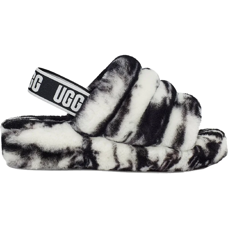 Sporty Slippers-Soft slippers for every indoor occasion-Women's UGG Fluff Yeah Slide Marble Black Sheepskin