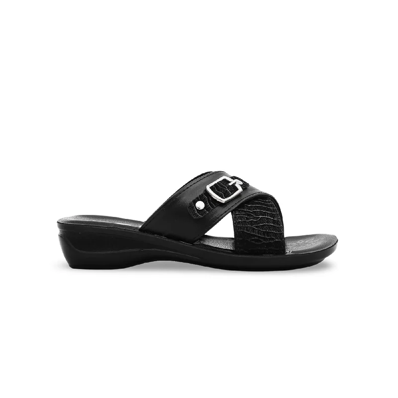 Durable-Made Slippers-Snuggly slippers for luxurious indoor time-Girls Black Casual Slipper KD5338