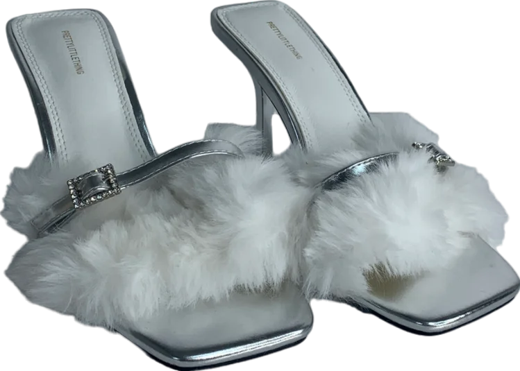 PrettyLittleThing White Faux Fur High Heels UK 3 EU 36 👠