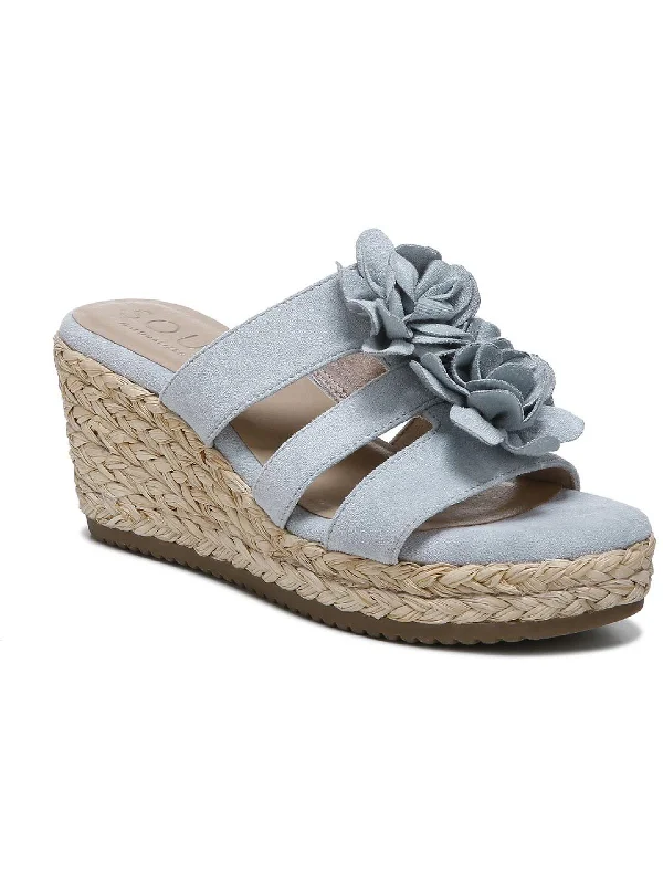 Wedge Sandals-Comfortable sandals for summer hikes-Oodles-Flwr Womens Slip On Wedge Sandals