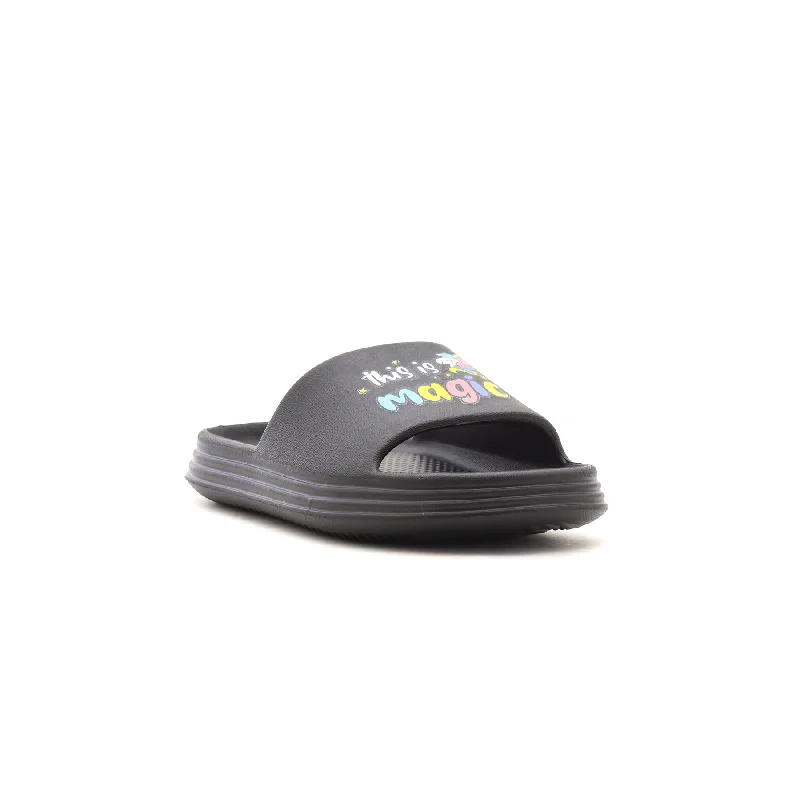 Warm-Weather Slippers-Cozy slippers for every cozy home moment-Girls Black Casual Slipper KD5161