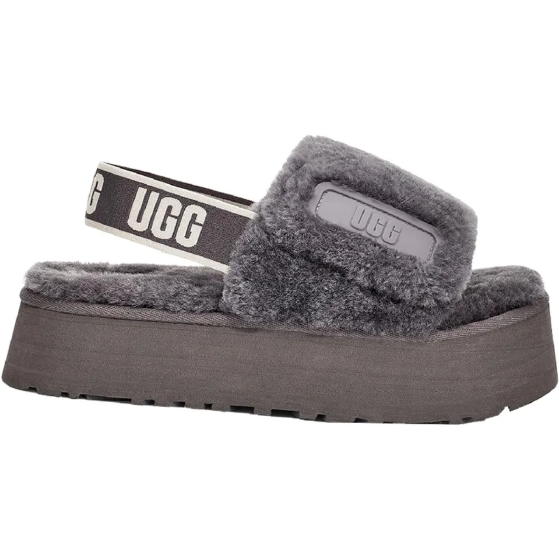 Lounge Slippers-Relaxing slippers for a quiet day indoors-Women's UGG Disco Slide Dark Grey Sheepskin