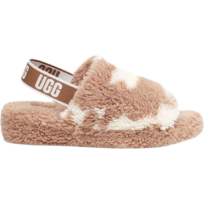 Comfort-Zone Slippers-Trendy slippers for modern, cozy indoor wear-Women's UGG Fluff Yeah Slide Cowprint Mesa Sand Sheepskin