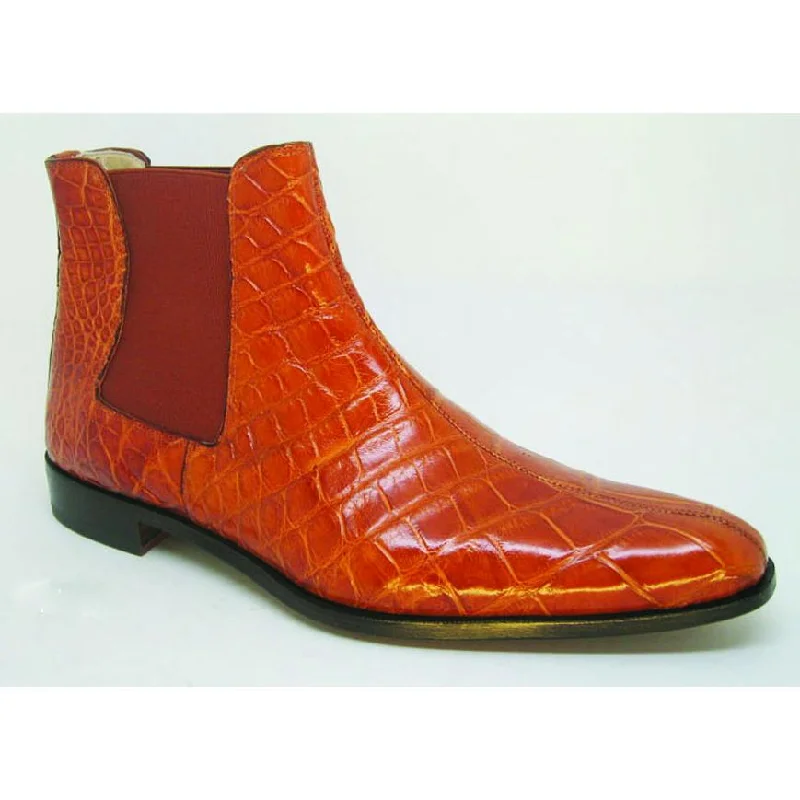 Boots wave print-Mauri 2198 Cognac All-Over Genuine Body Alligator Boots