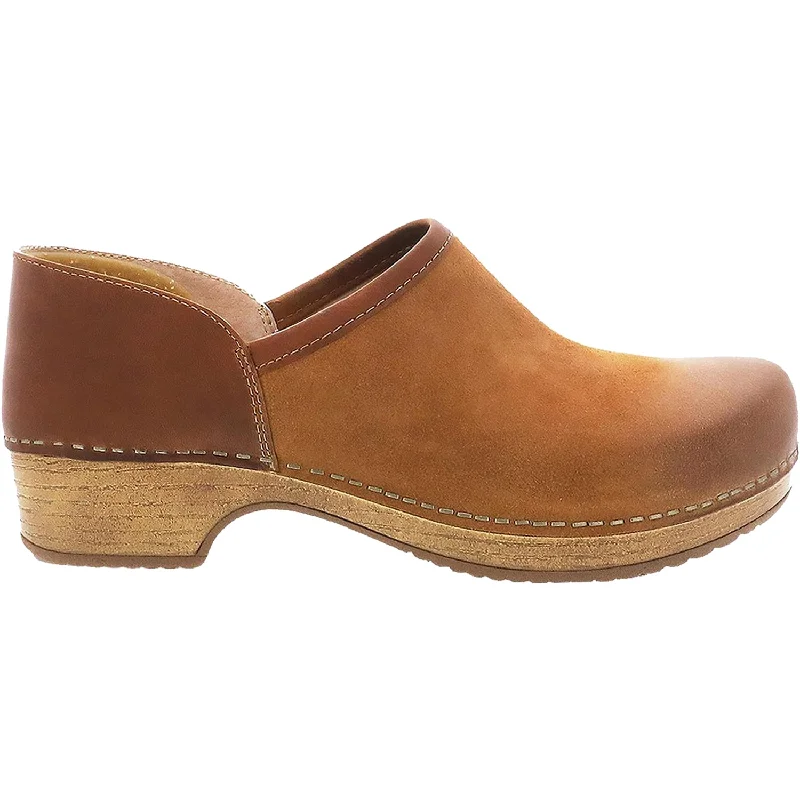 clogs with memory foam for ultimate relaxation-Women's Dansko Brenna Tan Burnished Suede