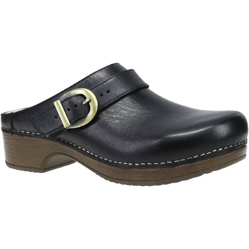 mules with soft lining-Women's Dansko Baylor Black Calf Leather