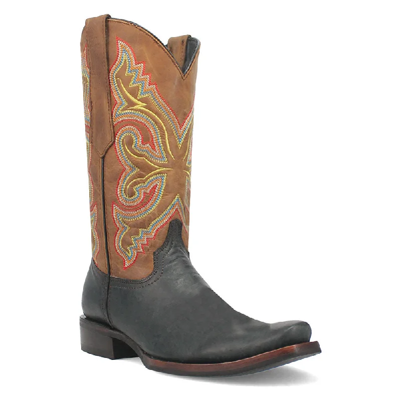 Boots pineapple design-Dingo True Grit Black and Tan Snoot Toe Leather Western Boots