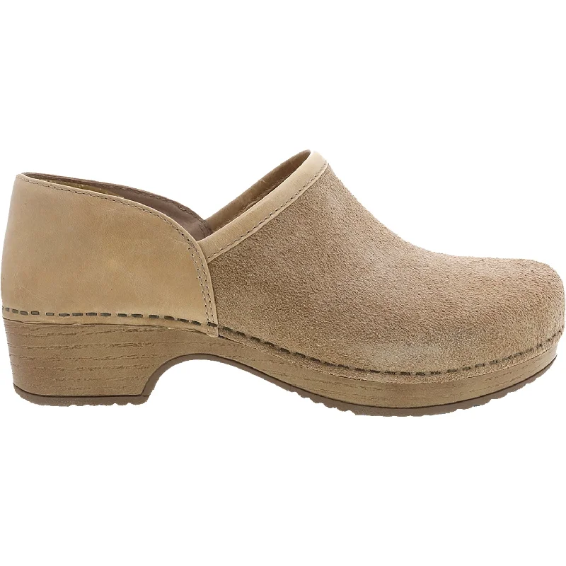 clogs for laid-back home use-Women's Dansko Brenna Sand Full Grain Suede