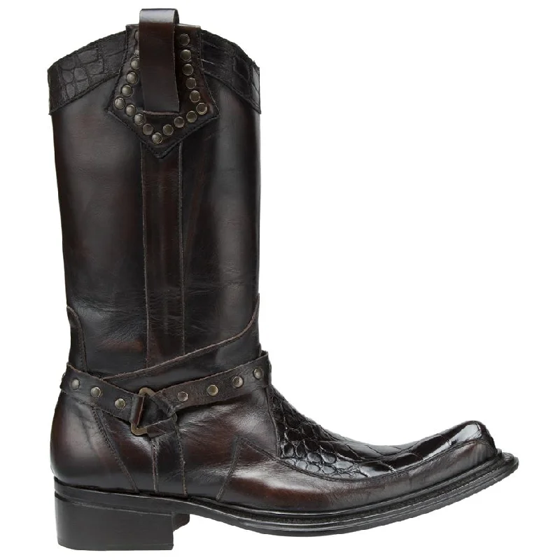 Boots unique design-Mauri Riace 44238 Sport Rust Genuine Alligator Calfskin Boots