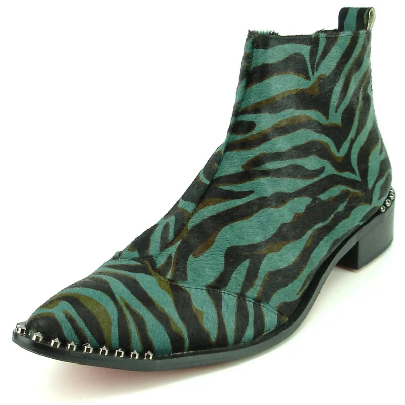 Boots rural step-Fiesso FI-7315 Green Black Leopard Boots