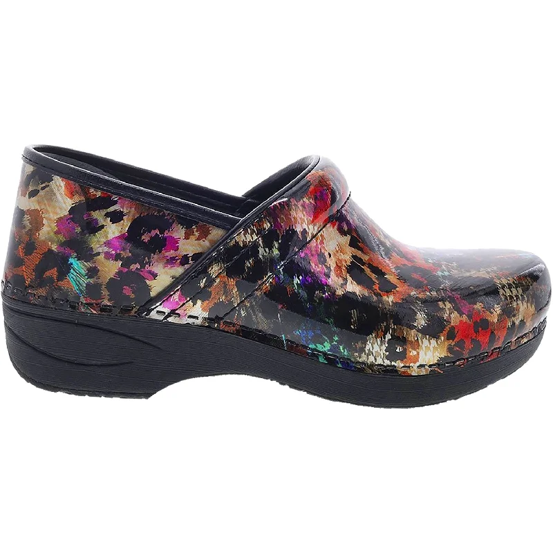 clogs for walking comfort-Women's Dansko XP 2.0 Multi Leopard Patent Leather