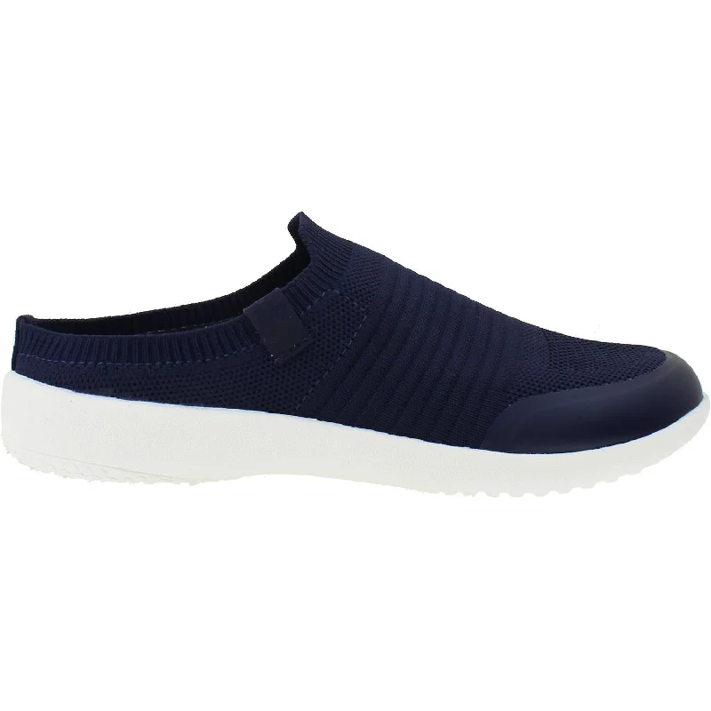 clogs with memory foam for all-day comfort-Women's Spenco Blissful Memory Foam Slide Dark Navy Mesh