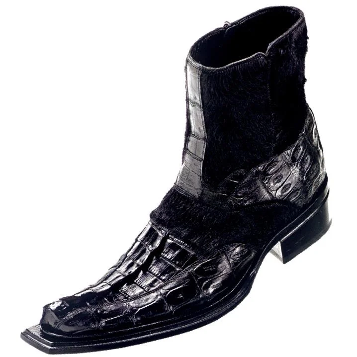 Boots football pride-Mauri Royal 42746 Black Genuine Hornback Baby Crocodile/Pony Hair Boots