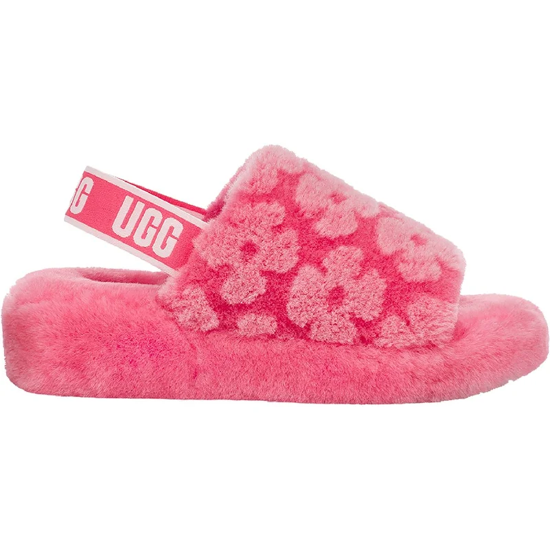 Practical Slippers-Plush slippers for indoor coziness-Women's UGG Fluff Yeah Slide Poppy Strawberry Sorbet Sheepskin