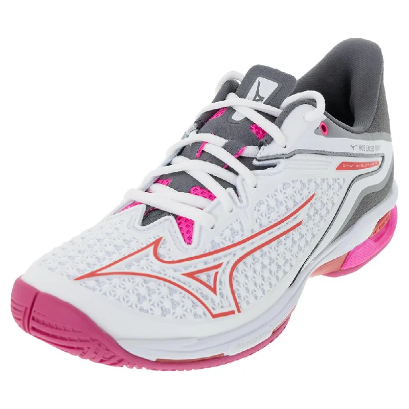 Women's Wave Exceed Tour 6 AC Tennis Shoes White and Radiant Red