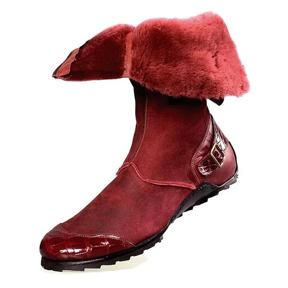 Boots fundraiser item-Mauri Mood 50032 Ruby Red Genuine Alligator/Shearling High Top boots