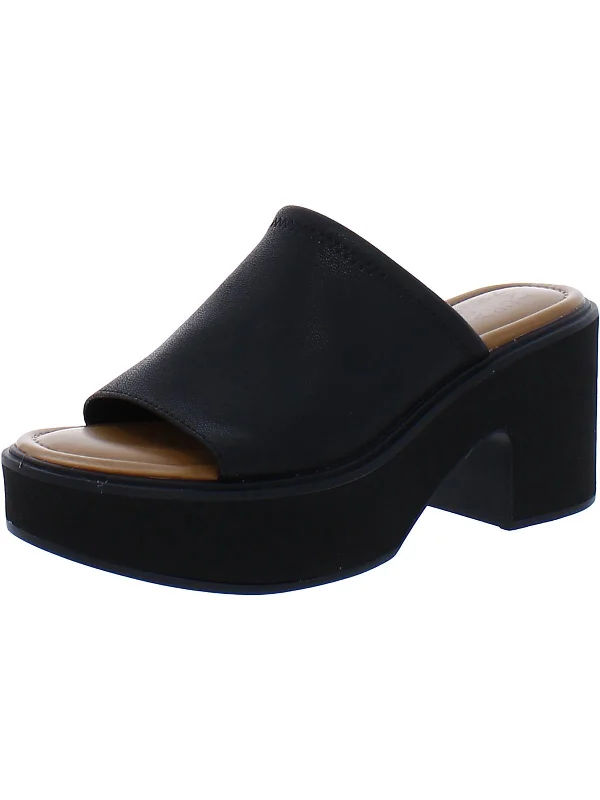 Smooth Sandals-Comfortable sandals for walking around the city-Cassie Womens Faux Leather Slip On Platform Sandals