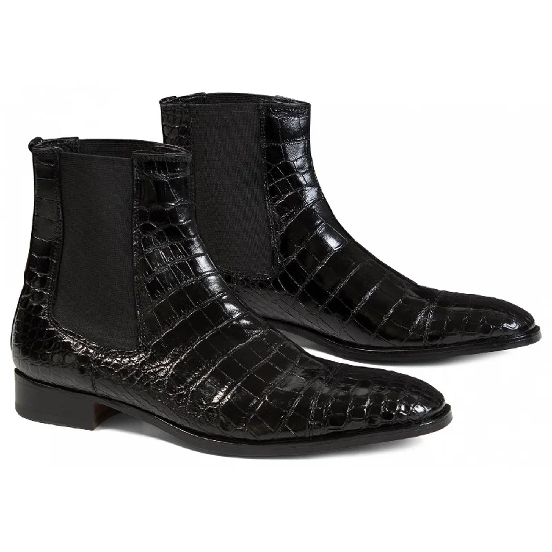 Boots club merch-Mauri 4795/1 Black Genuine Baby Alligator Dressy Boots