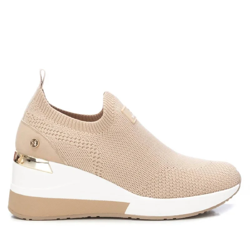 Women's Wedge Sneakers In Beige