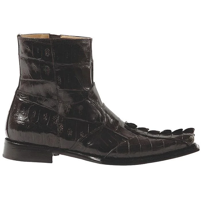 Boots gaming theme-Mauri Excelsior 44167 Dark Brown Genuine All-Over Hornback Crocodile Boots