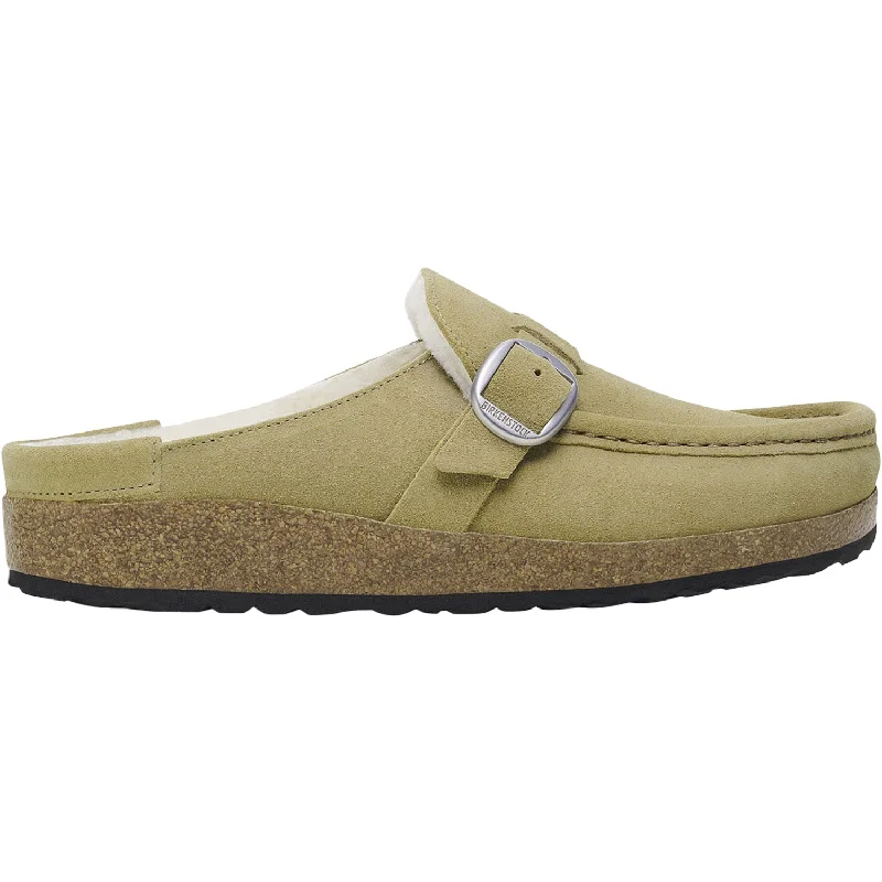 clogs with soft material for cozy feel-Women's Birkenstock Buckley Shearling Taupe Suede