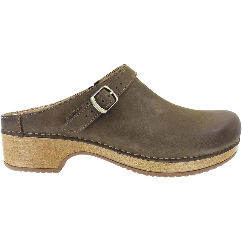 clogs for a relaxed and casual fit-Women's Dansko Berry Mushroom Burnished Nubuck