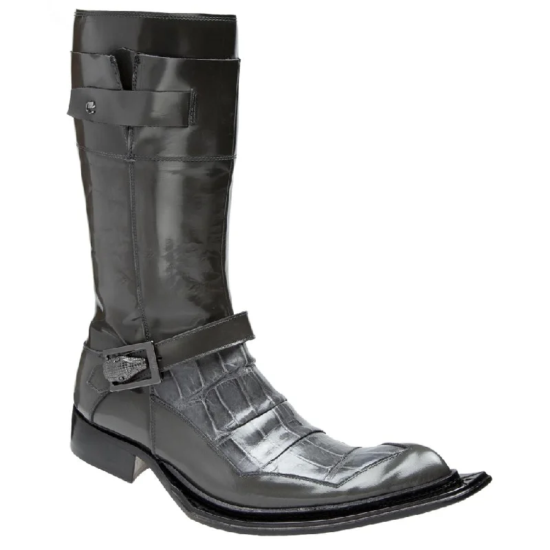 Boots handmade-Mauri Sestriere 44240 Medium Grey Genuine Alligator Dover Leather Boots