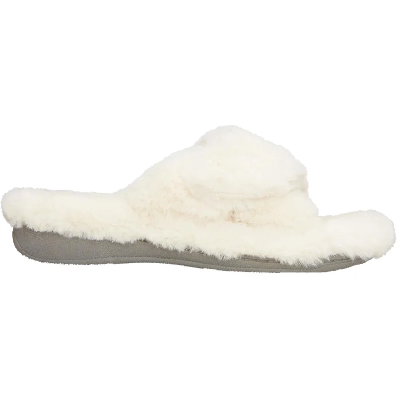 Upcycled Slippers-Trendy slippers for ultimate home comfort-Women's Vionic Relax Plush Ivory Faux Fur