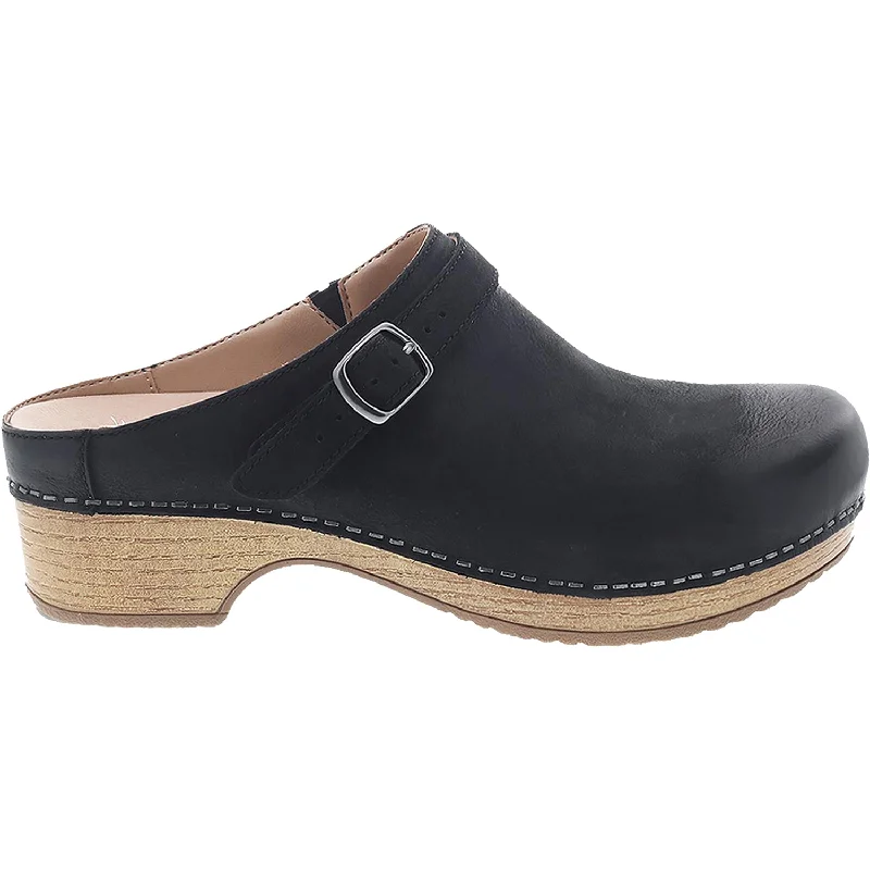 stylish mules for office wear-Women's Dansko Berry Black Burnished Nubuck