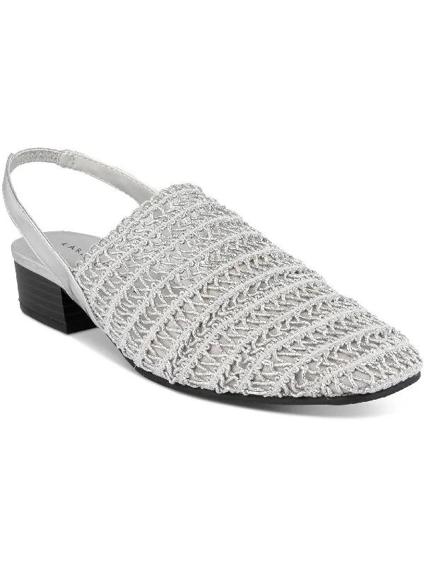 Sandals for Expeditions-Sandals for hiking with comfort-Carlton Womens Crochet Stacked Heel Slingback Sandals